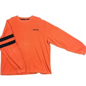 Harley-Davidson Vibrant Orange Crewneck with Black Accents LongSleeve Thermal